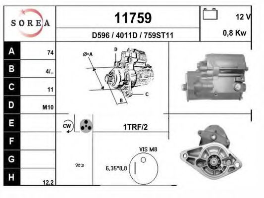 EAI 11759 Стартер для DAIHATSU APPLAUSE I (Дайхатсу Апплаусэ и) EAI 11759 Стартер для DAIHATSU APPLAUSE I (Дайхатсу Апплаусэ и)