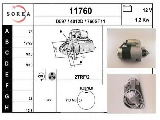 EAI 11760 Стартер для MITSUBISHI SIGMA (Митсубиши/митсубиси Сигма) EAI 11760 Стартер для MITSUBISHI SIGMA (Митсубиши/митсубиси Сигма)