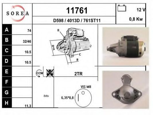 EAI 11761 Стартер для DAIHATSU MIRA II (Дайхатсу Мира 2) EAI 11761 Стартер для DAIHATSU MIRA II (Дайхатсу Мира 2)