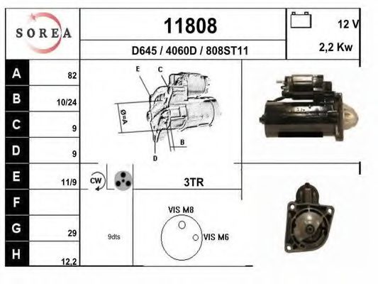EAI 11808 Стартер для FIAT (Фиат) EAI 11808 Стартер для FIAT (Фиат)