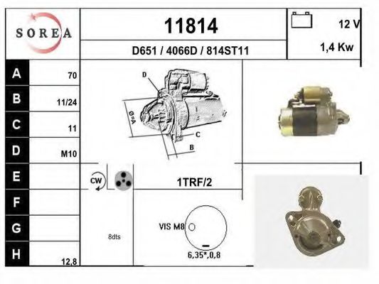 EAI 11814 Стартер для NISSAN PRIMERA (Ниссан Примера) EAI 11814 Стартер для NISSAN PRIMERA (Ниссан Примера)