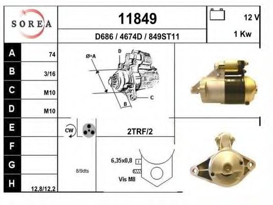 EAI 11849 Стартер для DAIHATSU FEROZA HARD TOP (Дайхатсу Фэроза хард топ) EAI 11849 Стартер для DAIHATSU FEROZA HARD TOP (Дайхатсу Фэроза хард топ)