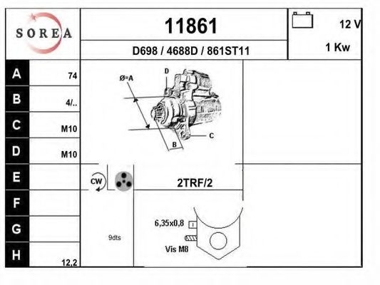 EAI 11861 Стартер для TOYOTA CYNOS (Тойота/тоета Cънос) EAI 11861 Стартер для TOYOTA CYNOS (Тойота/тоета Cънос)
