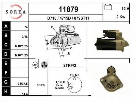 EAI 11879 Стартер для TOYOTA (Тойота/тоета) EAI 11879 Стартер для TOYOTA (Тойота/тоета)