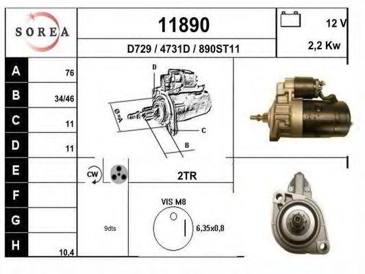 EAI 11890 Стартер для VOLKSWAGEN T4 MULTIVAN (Фольксваген Т4 мултиvан) EAI 11890 Стартер для VOLKSWAGEN T4 MULTIVAN (Фольксваген Т4 мултиvан)