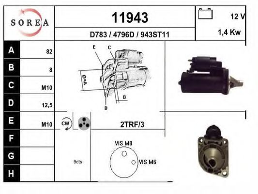 EAI 11943 Стартер для DODGE CARAVAN (Додж Караван) EAI 11943 Стартер для DODGE CARAVAN (Додж Караван)