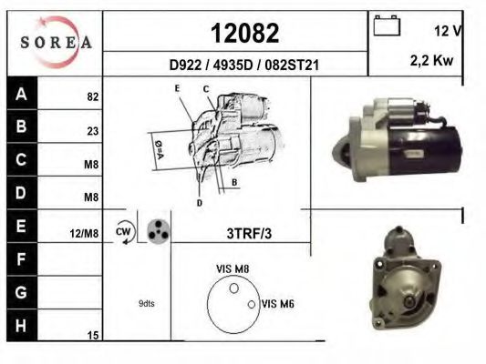 EAI 12082 Стартер для FIAT (Фиат) EAI 12082 Стартер для FIAT (Фиат)