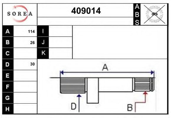 EAI 409014 Шарнирный комплект, приводной вал 