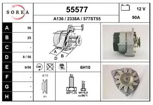 EAI 55577 Генератор для AUDI 80 (Ауди 80) EAI 55577 Генератор для AUDI 80 (Ауди 80)