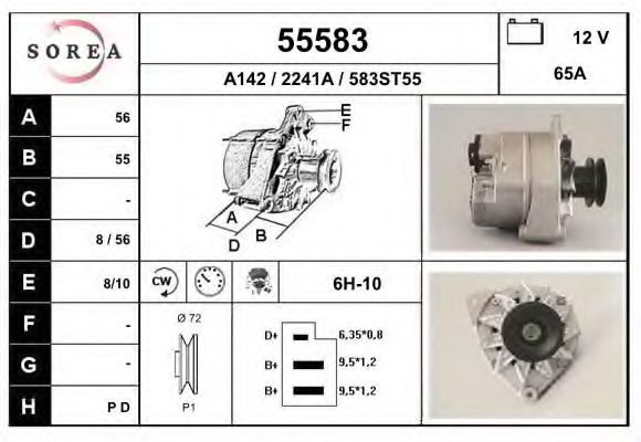 EAI 55583 Генератор для VOLKSWAGEN PASSAT (Фольксваген Пассат) EAI 55583 Генератор для VOLKSWAGEN PASSAT (Фольксваген Пассат)