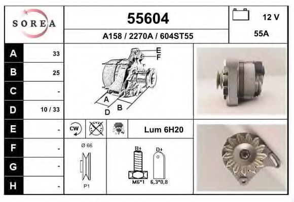 EAI 55604 Генератор для LANCIA (Лансиа/лянча) EAI 55604 Генератор для LANCIA (Лансиа/лянча)