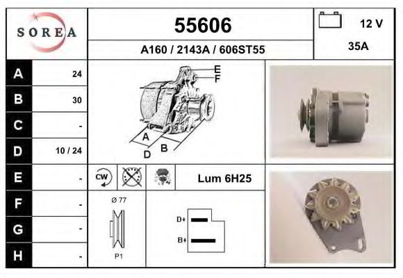 EAI 55606 Генератор для LANCIA (Лансиа/лянча) EAI 55606 Генератор для LANCIA (Лансиа/лянча)