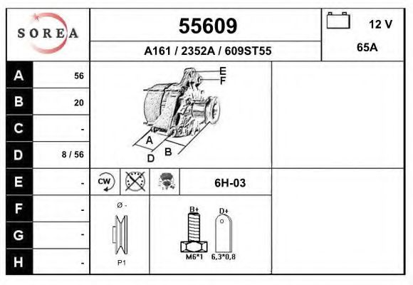 EAI 55609 Генератор для BMW 5 (Бмв 5) EAI 55609 Генератор для BMW 5 (Бмв 5)