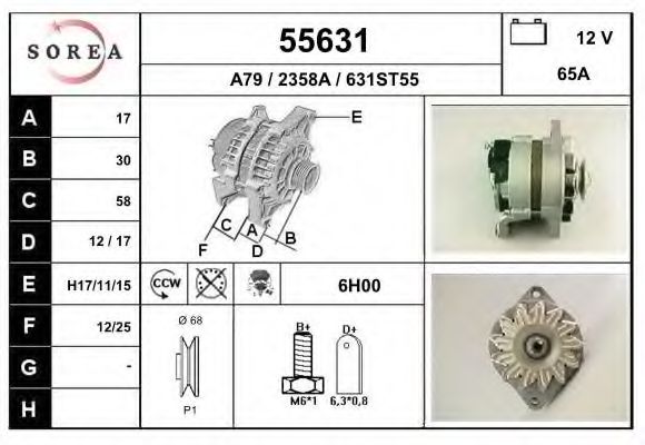 EAI 55631 Генератор для FIAT SUPERBRAVO (Фиат Супербраvо) EAI 55631 Генератор для FIAT SUPERBRAVO (Фиат Супербраvо)