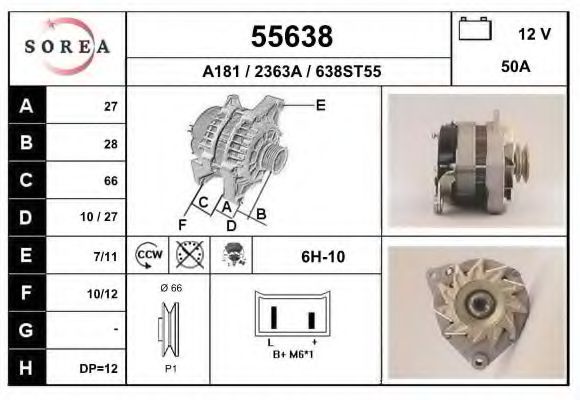EAI 55638 Генератор для RENAULT LE CAR (Рено Лэ cар) EAI 55638 Генератор для RENAULT LE CAR (Рено Лэ cар)