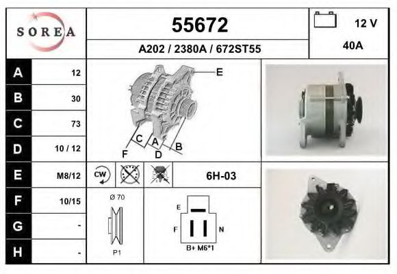EAI 55672 Генератор для TOYOTA SPACIA (Тойота/тоета Спаcиа) EAI 55672 Генератор для TOYOTA SPACIA (Тойота/тоета Спаcиа)