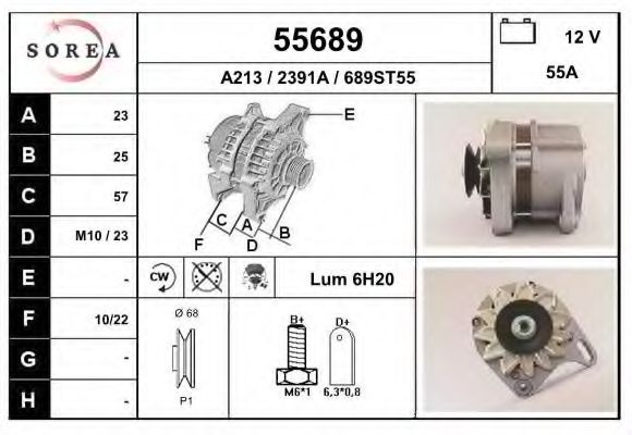 EAI 55689 Генератор для LANCIA (Лансиа/лянча) EAI 55689 Генератор для LANCIA (Лансиа/лянча)