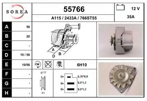 EAI 55766 Генератор для MERCEDES-BENZ SL (Мэрcэдэс-бэнз Сл) EAI 55766 Генератор для MERCEDES-BENZ SL (Мэрcэдэс-бэнз Сл)