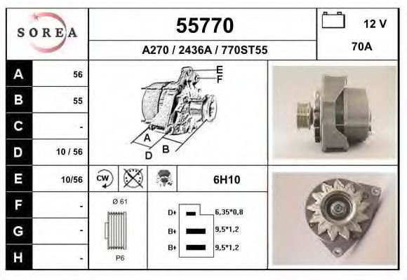 EAI 55770 Генератор для MERCEDES-BENZ SL (Мэрcэдэс-бэнз Сл) EAI 55770 Генератор для MERCEDES-BENZ SL (Мэрcэдэс-бэнз Сл)