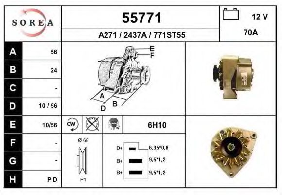 EAI 55771 Генератор для MERCEDES-BENZ SL (Мэрcэдэс-бэнз Сл) EAI 55771 Генератор для MERCEDES-BENZ SL (Мэрcэдэс-бэнз Сл)