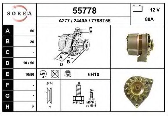 EAI 55778 Генератор для MERCEDES-BENZ SL (Мэрcэдэс-бэнз Сл) EAI 55778 Генератор для MERCEDES-BENZ SL (Мэрcэдэс-бэнз Сл)