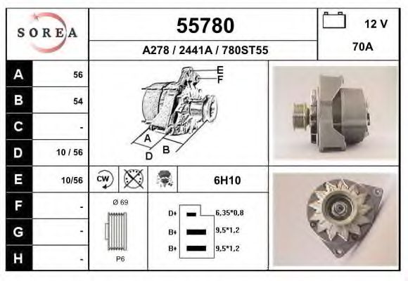 EAI 55780 Генератор для MERCEDES-BENZ SL (Мэрcэдэс-бэнз Сл) EAI 55780 Генератор для MERCEDES-BENZ SL (Мэрcэдэс-бэнз Сл)