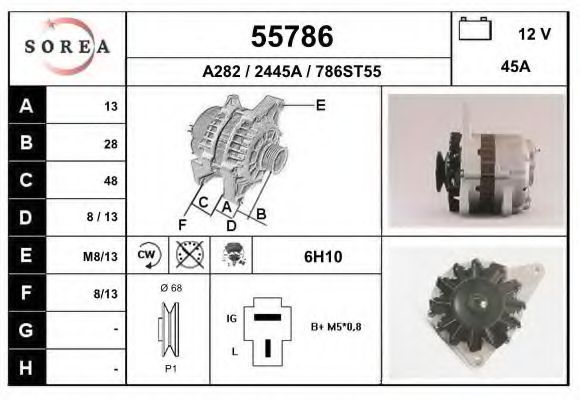 EAI 55786 Генератор для MITSUBISHI COLT I (Митсубиши/митсубиси Cолт и) EAI 55786 Генератор для MITSUBISHI COLT I (Митсубиши/митсубиси Cолт и)