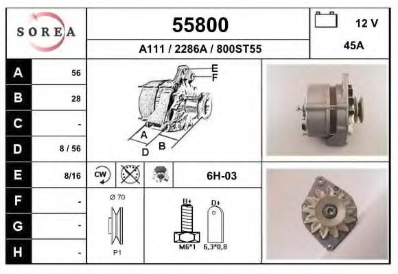 EAI 55800 Генератор для OPEL COMMODORE B (Опель Cоммодорэ б) EAI 55800 Генератор для OPEL COMMODORE B (Опель Cоммодорэ б)
