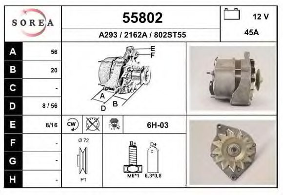 EAI 55802 Генератор для OPEL COMMODORE B (Опель Cоммодорэ б) EAI 55802 Генератор для OPEL COMMODORE B (Опель Cоммодорэ б)