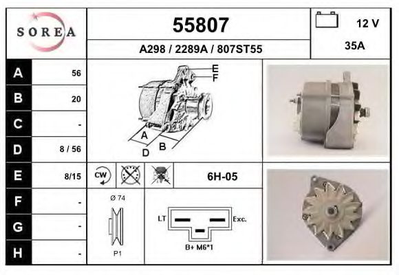 EAI 55807 Генератор для OPEL COMMODORE A (Опель Cоммодорэ а) EAI 55807 Генератор для OPEL COMMODORE A (Опель Cоммодорэ а)