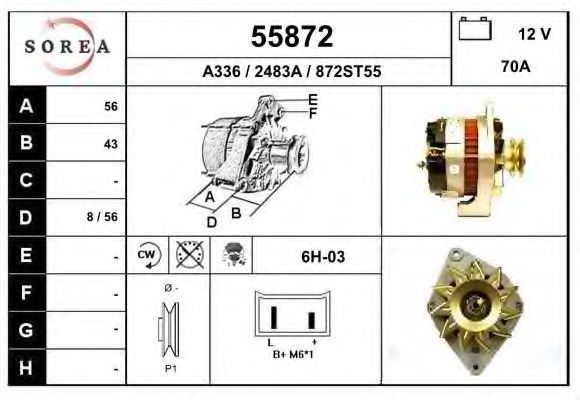 EAI 55872 Генератор для RENAULT SUPER 5 (Рено Супэр 5) EAI 55872 Генератор для RENAULT SUPER 5 (Рено Супэр 5)