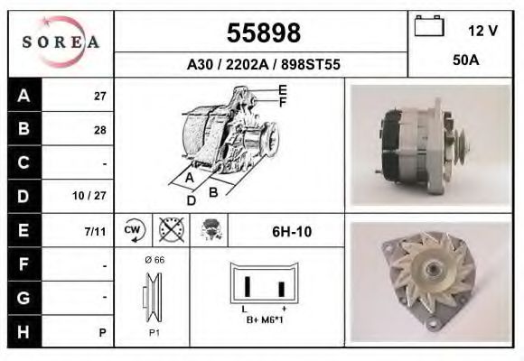 EAI 55898 Генератор для RENAULT LE CAR (Рено Лэ cар) EAI 55898 Генератор для RENAULT LE CAR (Рено Лэ cар)