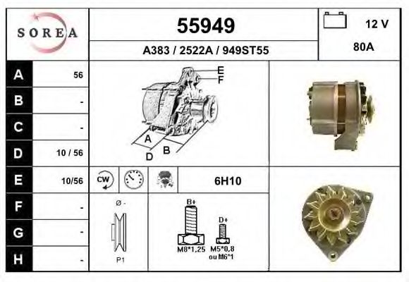 EAI 55949 Генератор для MERCEDES-BENZ G-CLASS (Мэрcэдэс-бэнз Ж класс) EAI 55949 Генератор для MERCEDES-BENZ G-CLASS (Мэрcэдэс-бэнз Ж класс)