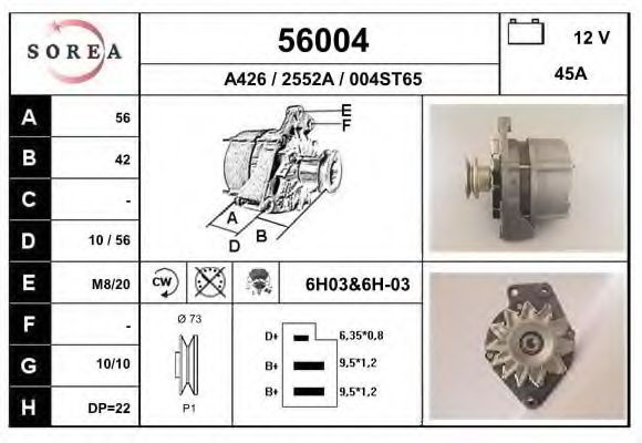 EAI 56004 Генератор для VOLKSWAGEN JETTA II (Фольксваген Жэтта 2) EAI 56004 Генератор для VOLKSWAGEN JETTA II (Фольксваген Жэтта 2)