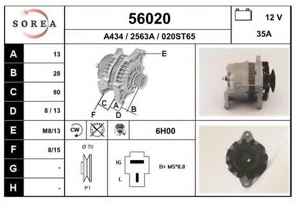 EAI 56020 Генератор для MITSUBISHI MONTERO (Митсубиши/митсубиси Монтэро) EAI 56020 Генератор для MITSUBISHI MONTERO (Митсубиши/митсубиси Монтэро)