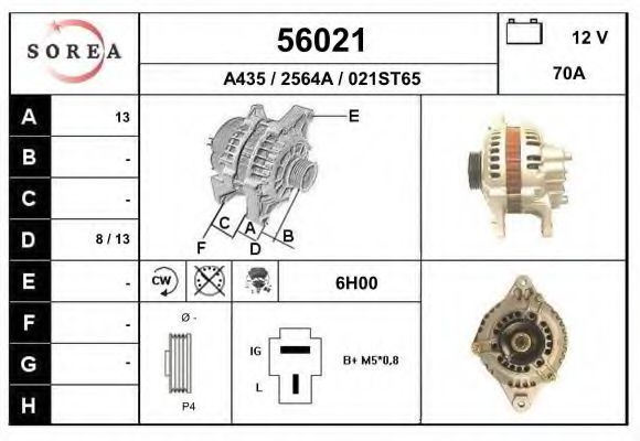 EAI 56021 Генератор для MITSUBISHI STARION (Митсубиши/митсубиси Старион) EAI 56021 Генератор для MITSUBISHI STARION (Митсубиши/митсубиси Старион)