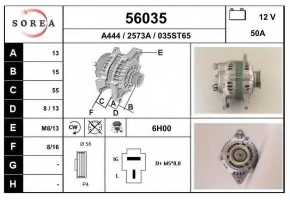 EAI 56035 Генератор для MITSUBISHI LANCER III (Митсубиши/митсубиси Ланcэр 3) EAI 56035 Генератор для MITSUBISHI LANCER III (Митсубиши/митсубиси Ланcэр 3)