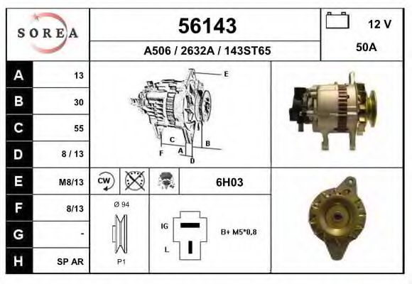 EAI 56143 Генератор для MITSUBISHI L200 / STORM (Митсубиши/митсубиси Л200 / сторм) EAI 56143 Генератор для MITSUBISHI L200 / STORM (Митсубиши/митсубиси Л200 / сторм)