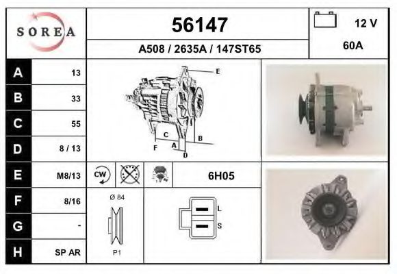 EAI 56147 Генератор для MITSUBISHI L200 / STORM (Митсубиши/митсубиси Л200 / сторм) EAI 56147 Генератор для MITSUBISHI L200 / STORM (Митсубиши/митсубиси Л200 / сторм)
