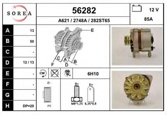 EAI 56282 Генератор для FIAT TEMPRA (Фиат Тэмпра) EAI 56282 Генератор для FIAT TEMPRA (Фиат Тэмпра)