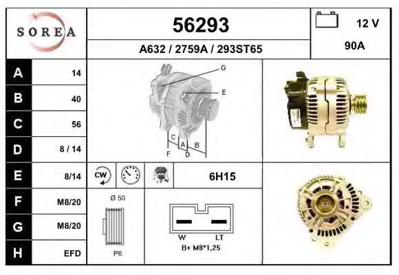 EAI 56293 Генератор для SEAT INCA (Сеат Инcа) EAI 56293 Генератор для SEAT INCA (Сеат Инcа)