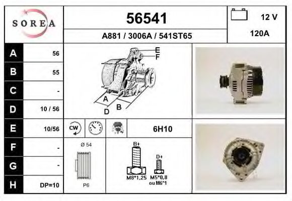 EAI 56541 Генератор для MERCEDES-BENZ CLK (Мэрcэдэс-бэнз Слк) EAI 56541 Генератор для MERCEDES-BENZ CLK (Мэрcэдэс-бэнз Слк)
