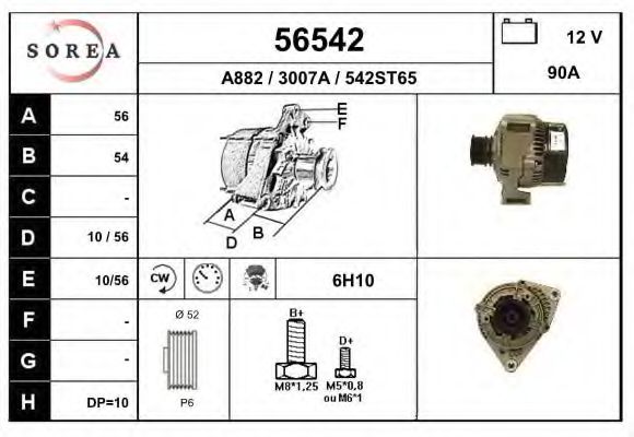 EAI 56542 Генератор для MERCEDES-BENZ CLK (Мэрcэдэс-бэнз Слк) EAI 56542 Генератор для MERCEDES-BENZ CLK (Мэрcэдэс-бэнз Слк)