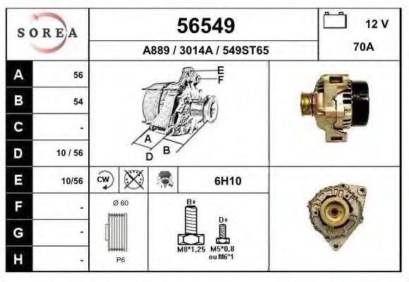 EAI 56549 Генератор для CITROËN RELAY (CитроËн Рэлаъ) EAI 56549 Генератор для CITROËN RELAY (CитроËн Рэлаъ)