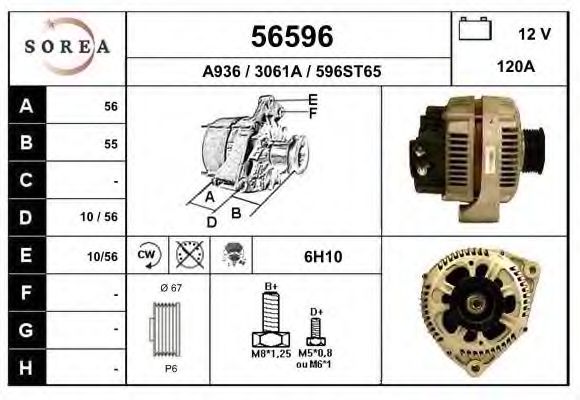EAI 56596 Генератор для CITROËN RELAY (CитроËн Рэлаъ) EAI 56596 Генератор для CITROËN RELAY (CитроËн Рэлаъ)