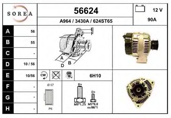 EAI 56624 Генератор для MERCEDES-BENZ CLK (Мэрcэдэс-бэнз Слк) EAI 56624 Генератор для MERCEDES-BENZ CLK (Мэрcэдэс-бэнз Слк)