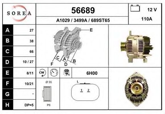EAI 56689 Генератор для RENAULT LAGUNA II ER (Рено Лагуна 2 ер) EAI 56689 Генератор для RENAULT LAGUNA II ER (Рено Лагуна 2 ер)