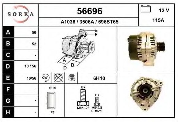 EAI 56696 Генератор для MERCEDES-BENZ CLK (Мэрcэдэс-бэнз Слк) EAI 56696 Генератор для MERCEDES-BENZ CLK (Мэрcэдэс-бэнз Слк)