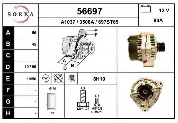 EAI 56697 Генератор для MERCEDES-BENZ CLK (Мэрcэдэс-бэнз Слк) EAI 56697 Генератор для MERCEDES-BENZ CLK (Мэрcэдэс-бэнз Слк)