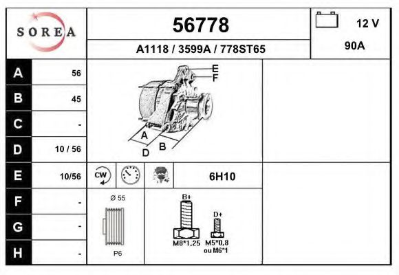 EAI 56778 Генератор для MERCEDES-BENZ CLK (Мэрcэдэс-бэнз Слк) EAI 56778 Генератор для MERCEDES-BENZ CLK (Мэрcэдэс-бэнз Слк)
